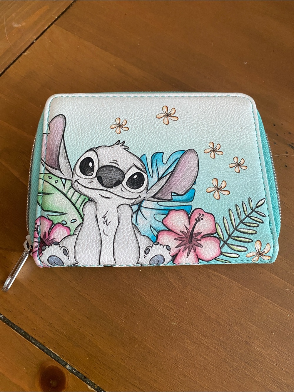 Disney Loungefly Stitch Floral Zip Wallet - Aqua